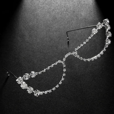 Stonefans Simple Rhinestone Cat Eye Glasses Frames Jewelry for Women Statement Spectacle Eye Decoration No Lens Eyewear Gift