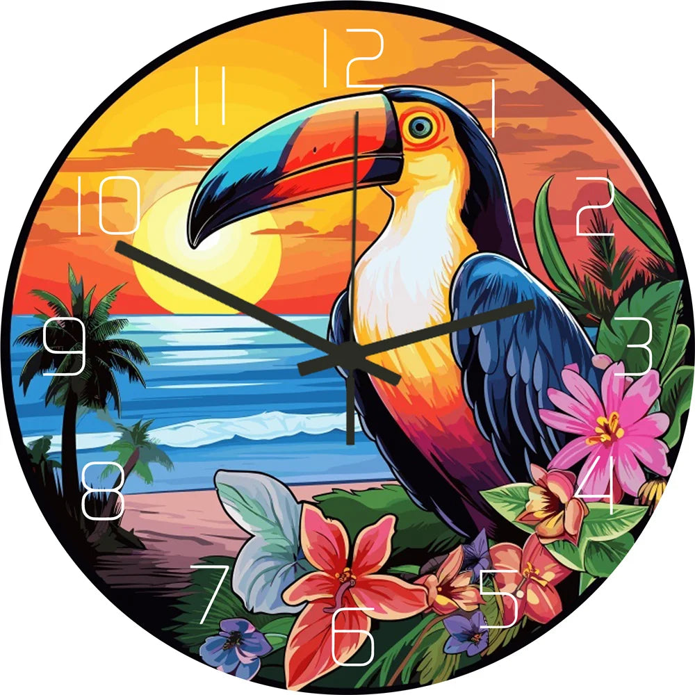 Funny Frog Acrylic Wall Clock Beach Starfish Record Marble Cat Retro Wall Decoration Clocks for Living Room Bedroom Office Home