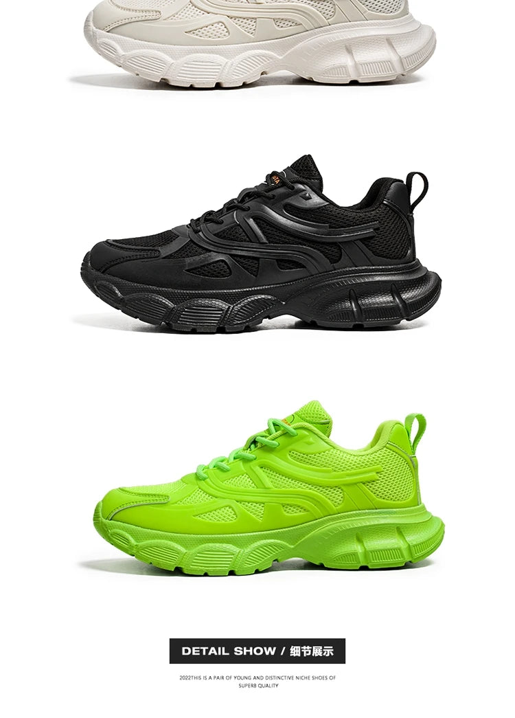 Autumn Men's New Breathable Sports Shoes Fashion Thick Sole Casual Shoes Comfortable and Versatile Trendy Running Shoes Spring