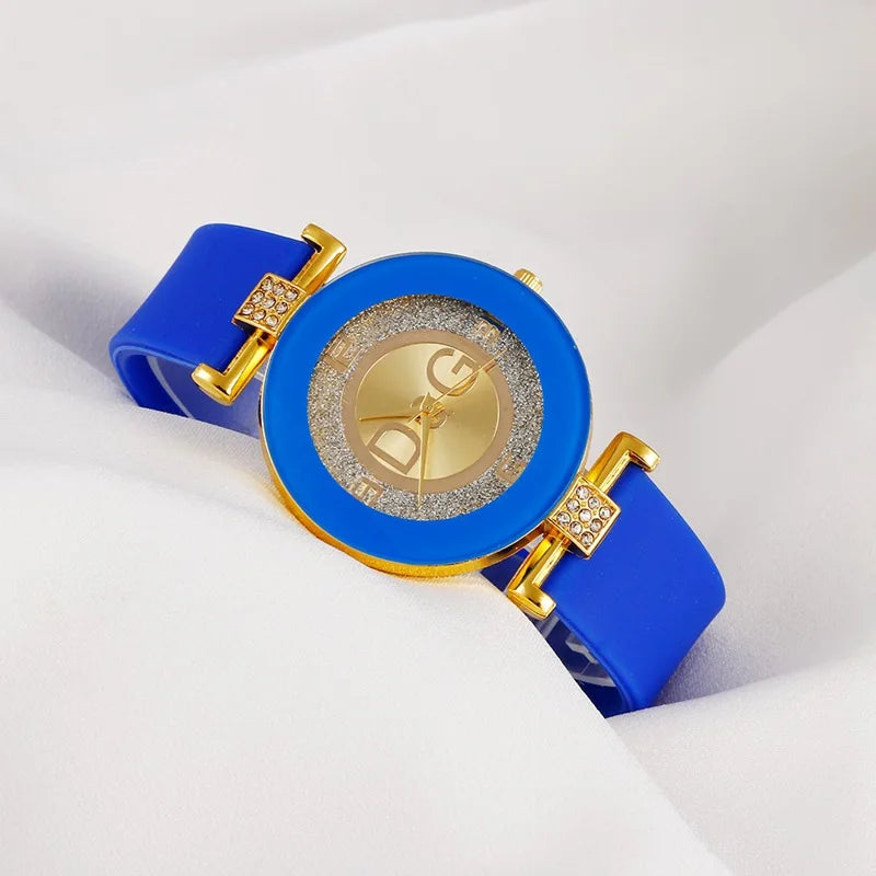 Luxury TOP DQG Brand Ladies Watch Red Silicone Diamond Men Digital Quartz Wrist Watches For Women Montre Femme Dropshipping Gift