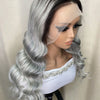 1B Grey Body Wave Transparent Lace Front Wigs Human Hair Pre Plucked 150 Density 1B Grey Human Hair 13×4 Front Wigs for Women