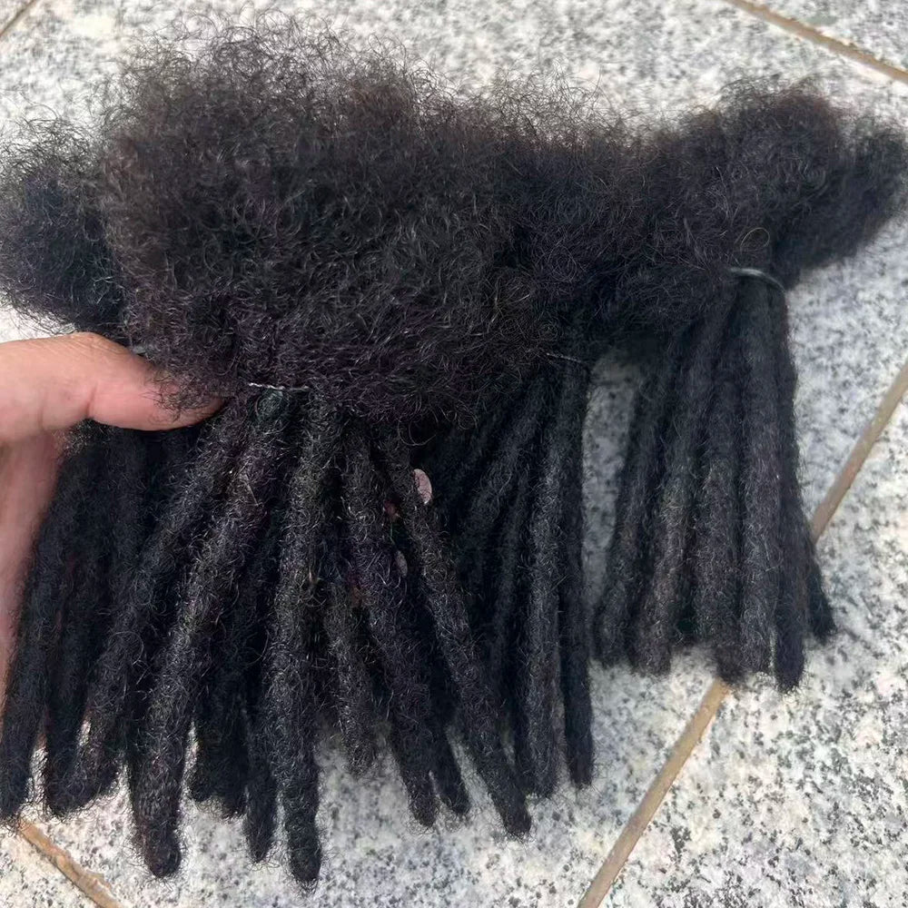 100% Human Hair Loc Extensions Full Handmade Dreadlock Extensions Wholesale 0.6cm Width Natural Black Extension For Women Men