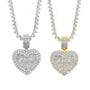 Iced Out Bling Can Be Opened Heart-shaped Photo Pendant Necklace Hearts Tennis Chain Cubic Zirconia Fashion Women Men Jewelry