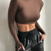 Basic Sheath Women Solid Turtleneck Tshirt Autumn Stretch Casual Undershirt Female All-match Street Activity Crop Tops
