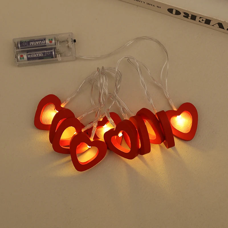10 LED Love Heart String Lights Valentine's Day Decoration Garland Led Fairy Lights Wedding Birthday Party Decor Supplies Props