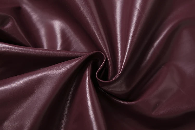 Sisterlinda Faux Leather Single Button Crop Jacket Women Autumn Trend Cross Neck Full Sleeve Wild Style Classic Streetwear Coat