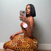Floral Print Summer Skinny Capris Pants Jumpsuits Women Sexy Sleeveless Lace Up Halter Backless Ruched Peach Hips Slim Rompers