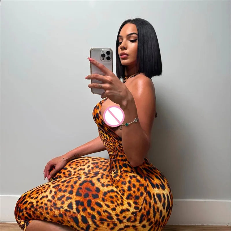 Floral Print Summer Skinny Capris Pants Jumpsuits Women Sexy Sleeveless Lace Up Halter Backless Ruched Peach Hips Slim Rompers