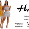 New Silvery Sexy Mini Skirt and Choker Crop Top Strapless Halter Two 2 Piece Set Women Rhinestones Night Club Birthday Outfits