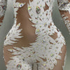 Sexy Crystal High Stretch Bodycon Long sleeve Jumpsuit Women Celebrate Nightclub Party club Performance Costume Stage Wear