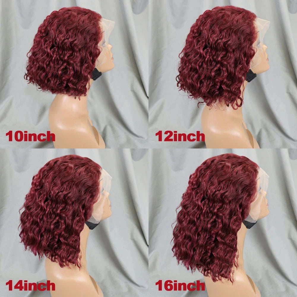 10-16 Inches 200% Density Water Wave Bob Human Hair Wigs  Short Deep Curly Brazilian Remy Human Hair Wigs for Black Women