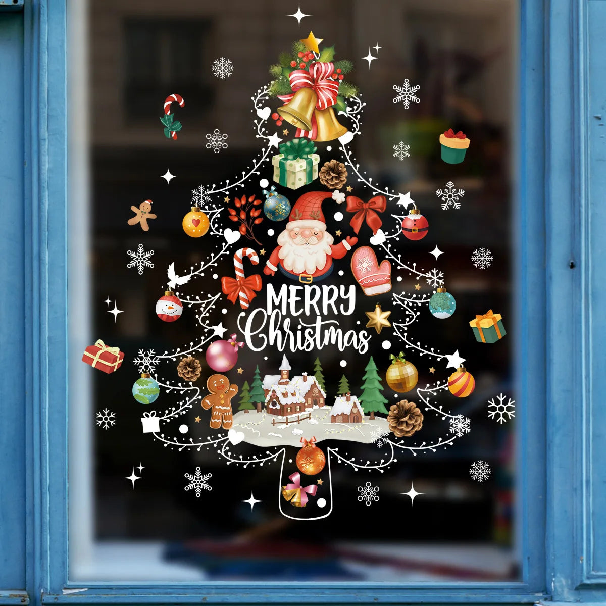 Santa Snowman Christmas Window Stickers Wall Decals New Year 2025 Christmas Home Decor Merry Christmas Xmas Decorations Gifts