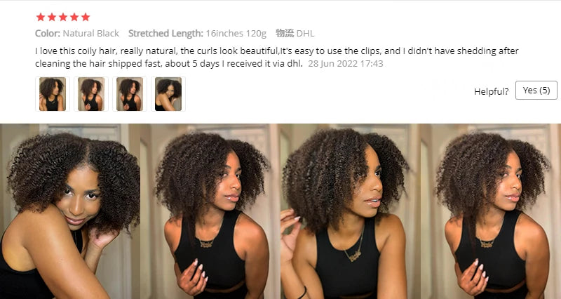 4B 4C Afro Kinky Curly Clip In Human Hair Extensions 100% Mongolian Virgin Hair Human Natural Black Clip Ins Afro Bundle YouMay