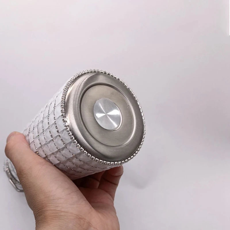 Bling Rhinestone Insulated Thermos Water Bottle with Chain Stainless Steel Vacuum Insulated Bottle Flask Portable Tumbler