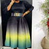 Miyake Pleated Gradual Maxi Dress O-Neck Full Sleeve Loose High Strecth Lantern Dresses for Women 2024 Summer New