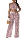 Sexy see through lace up vacation jumpsuits women summer body party club outfits streetwear womens jumpsuit Wide leg pants sets