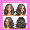 Salt and Pepper Loose Wave Lace Front Bob Wig Human Hair Side Part  5x5 HD Closure Lace Wig Ready To for Black Women