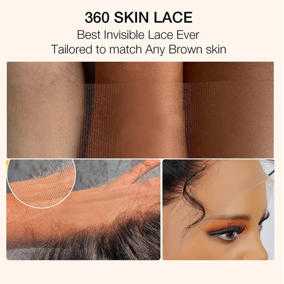 360 Lace Front Wig Human Hair Water Wave Invisi Strap Snug Fit 360 Transparent Lace Frontal Wigs Pre Cut Lace Wig Bleached Knots