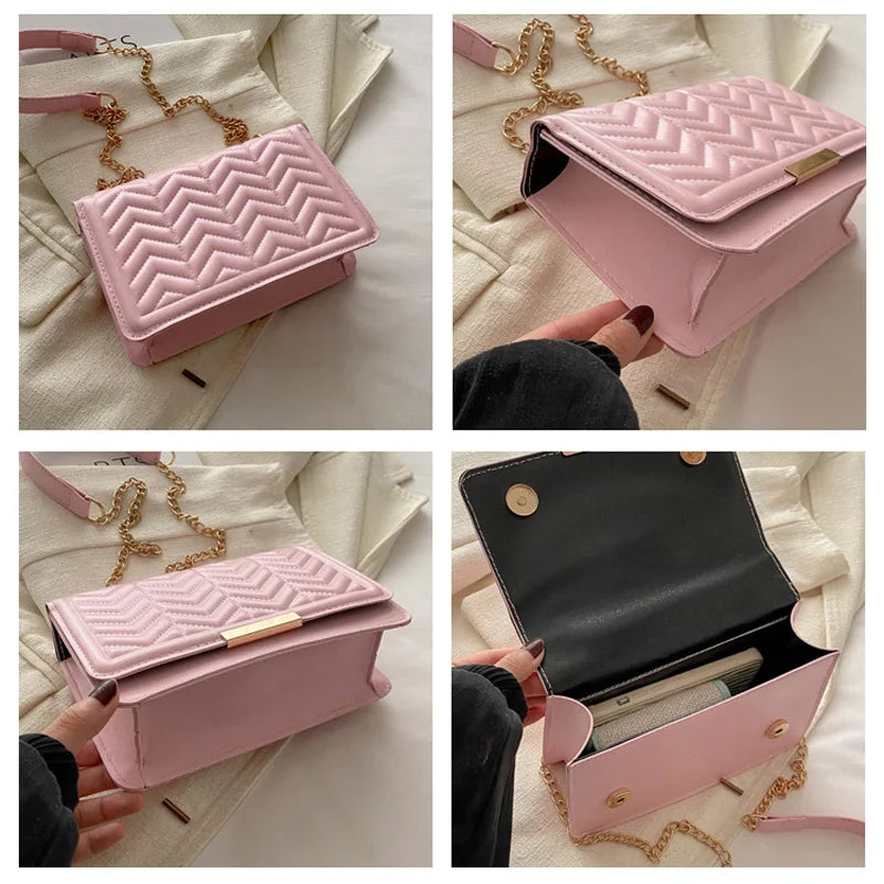 Fashion Striped Women's Shoulder Bag, Chain Strap Crossbody Bags For Daily Used, Ladies Handbags And Purses