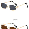 Fashion Small Square Women's Sunglasses Luxury Brand Metal Half Frame Sunglasses Woman Trend 2024 Vintage Black Pink Shades