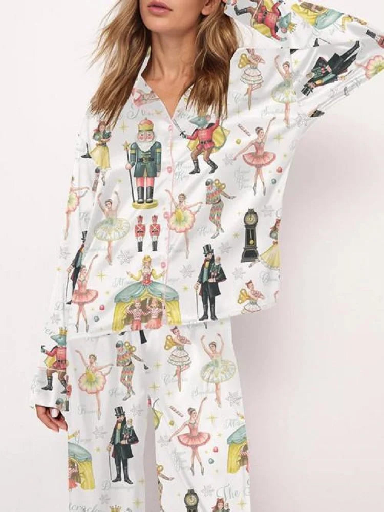 Christmas Tree Long Sleeve Women's Pajamas Set Fashionable Casual Comfortable 3D Printed Casual Y2K Women's Pajama Set 2025