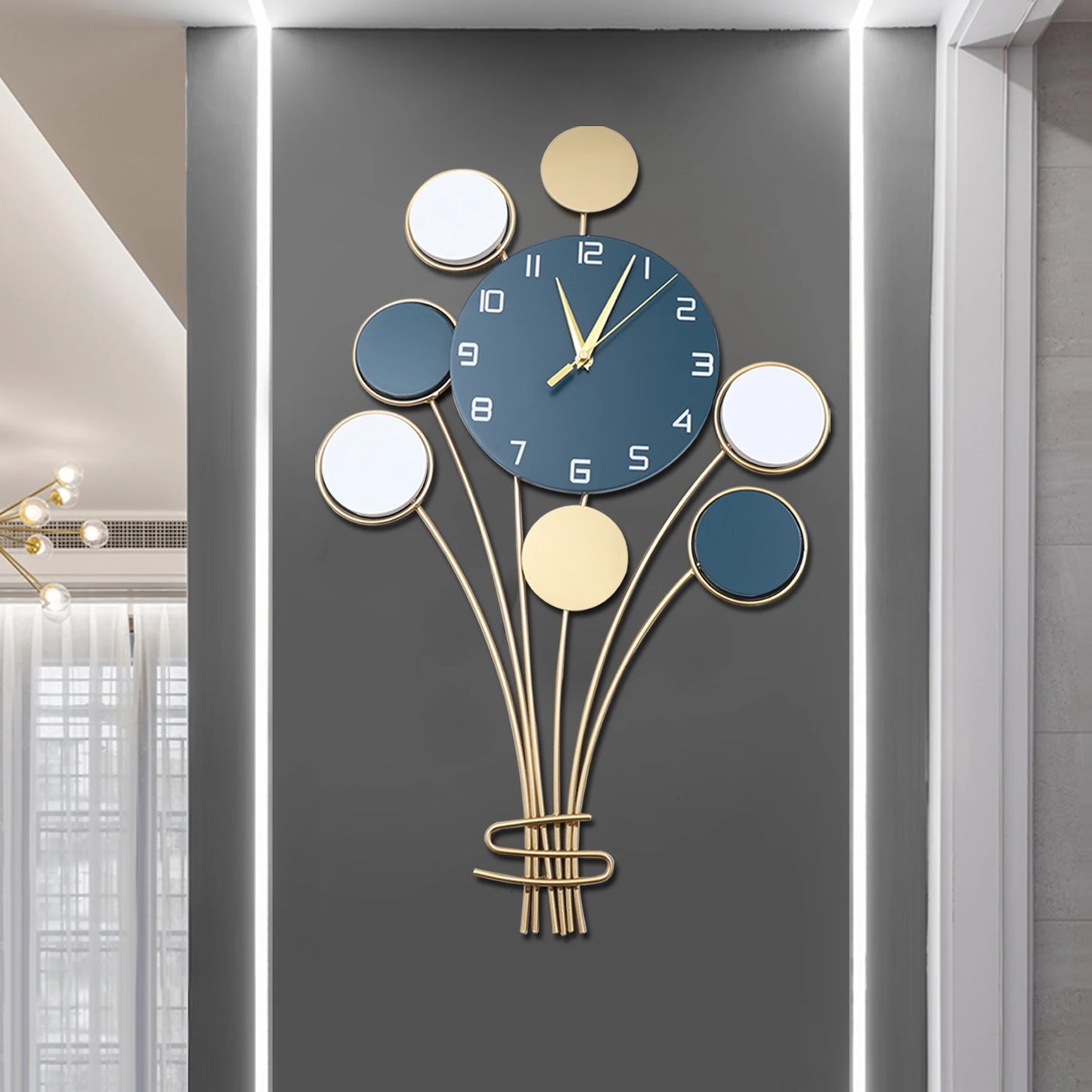 Large Wall Clock Without Drilling Battery Operated Silent, Hot Air Balloon Decor, Simple Clock