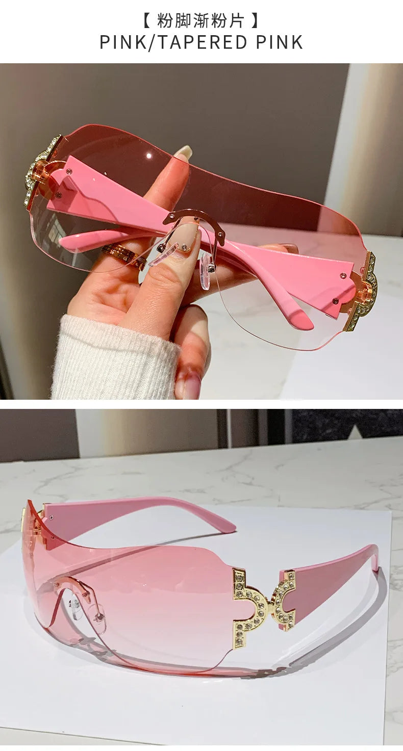 New Women Fashion Y2k Sunglasses Women's Vintage Integrated Surround Sun Glasses Lady UV Protective Eyewear UV400 Oculos De Sol