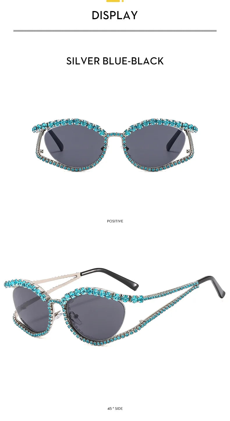 XJiea 2024 Designer Rhinestone Sunglasses For Women Luxury Brand Fashion Steampunk Men Eyeglasses Party Beach Shades Accessory