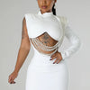 CM.YAYA Women Full Sleeve Elegant O-neck Mini Dress 2024 Summer Pearl String Sexy Street Night Club Party Vestidos Dresses
