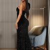 New Sexy Slit Leg Padded Long Cocktail Prom Dress Women‘s Luxury Sequin Strap Evening Party Wedding Gown Birthday Night Vestidos