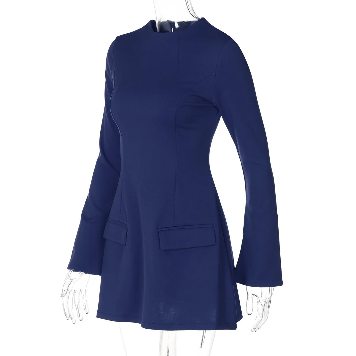 Hugcitar 2024 Spring O Neck Long Sleeve Solid Patchwork Zip Up Sexy Bodycon Mini Dress Women Fashion Outfits Birthday Party Y2K