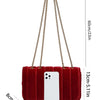 Neon Red Flap Chain Square Bag Velor Leather Fashionable Dating Gift Shoulder & Crossbody Bag With Chain Strap For Women