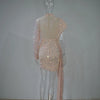Autumn and Winter Women's Clothing Semi-turtleneck Mesh Beads Tight Hip-wrapped Sexy Evening Dress