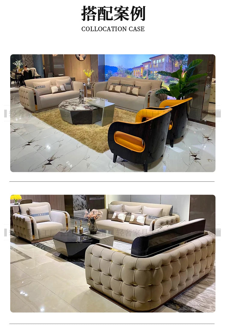 Luxury Fancy Living Room Sofa Genuine Leather Designer Italian Sofa Loveseat Single Canape Salon De Luxe Apartment Furniture