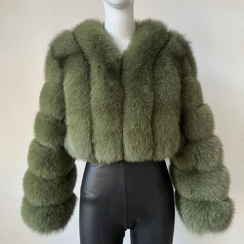 2023 Neuer kurzer Stil Echtfuchspelzmantel Winter Damen Natur Warme Mode Luxus