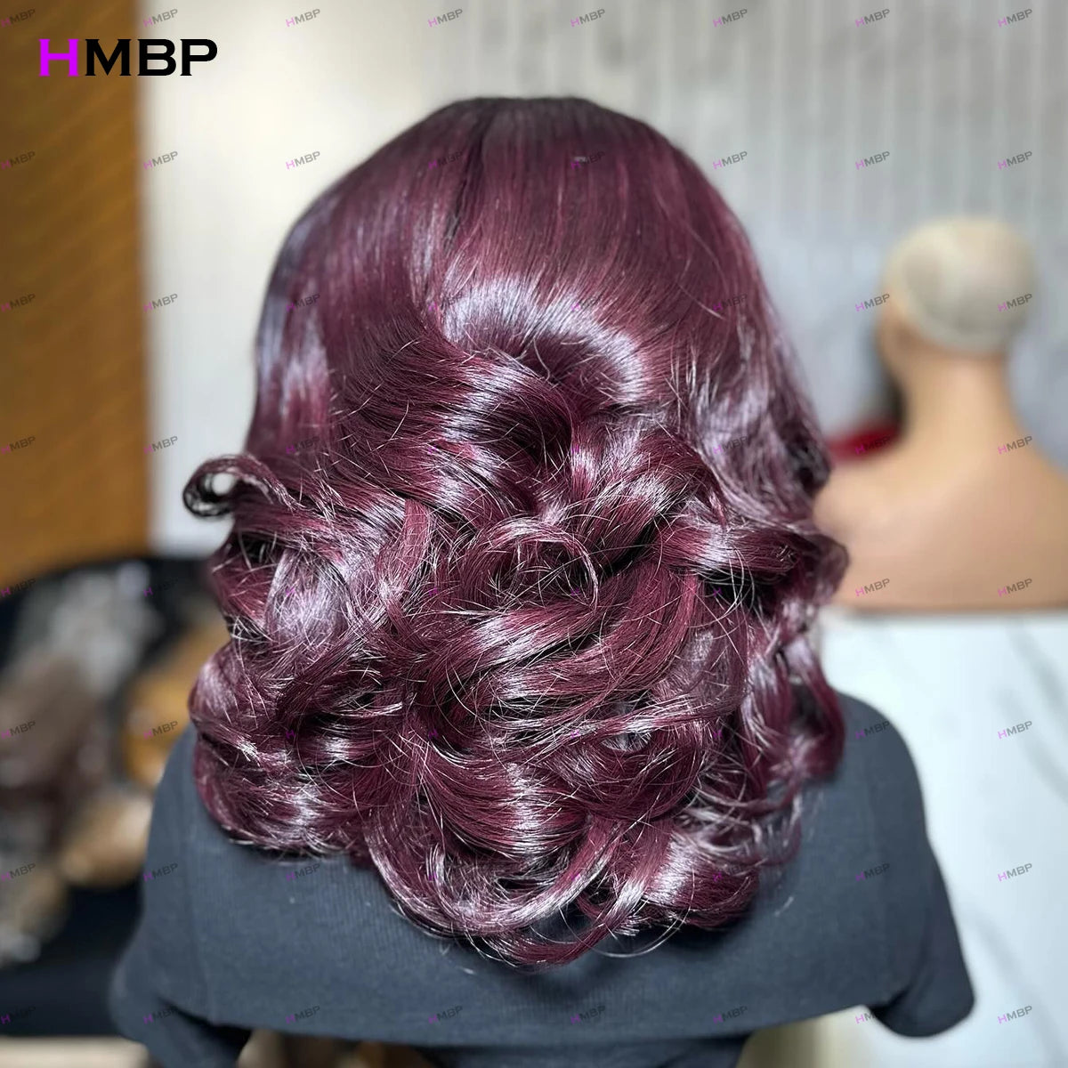 Bouncy Curly Purple Color 360/13×6 HD Lace Frontal Wig Glueless Lace Front Wig Human Hair Ready To Go Preplucked Human Hair HMBP