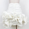 CM.YAYA 2024 Spring/Summer A-Line Women Skirt Satin Ruffles 3D Floral Decorations Night Club Party Hip-Wrapped Short Skirts