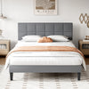 JHK Queen Bed Frame with Headboard No Box Spring Needed Linen Upholstered Wooden Platform Bed Frame with Wood Slats Support