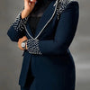 2 Pieces Women's Sets Autumn Winter Long Sleeve Pearl Blazers Suit Tops And Pants Suits Two Piece Set Tracksuit Outfit 2025