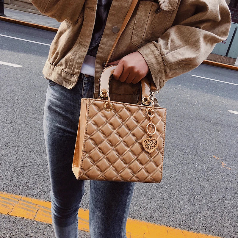 Diamond Stripe Women Handbag Female Luxury Designer Crossbody Bag High Quality Leather Shoulder Bag Clutch Purse Brand Tote Bags