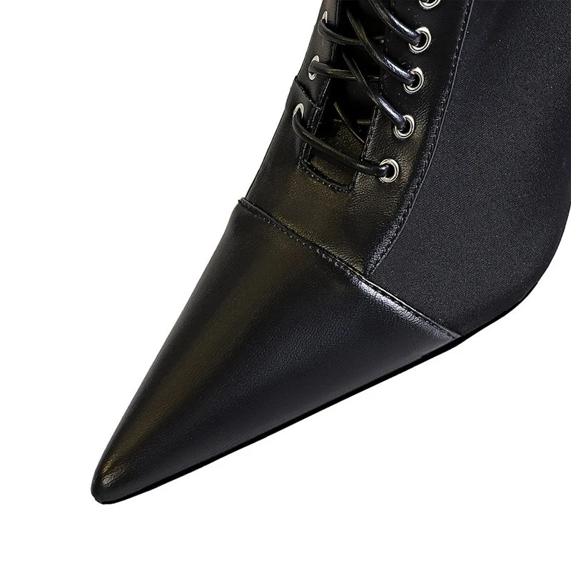BIGTREE Shoes Cross Straps Sexy Women Boots Pointed Toe Stiletto High-heel Boots 2025 New Women's Ankle Boots Plus Size 42 43