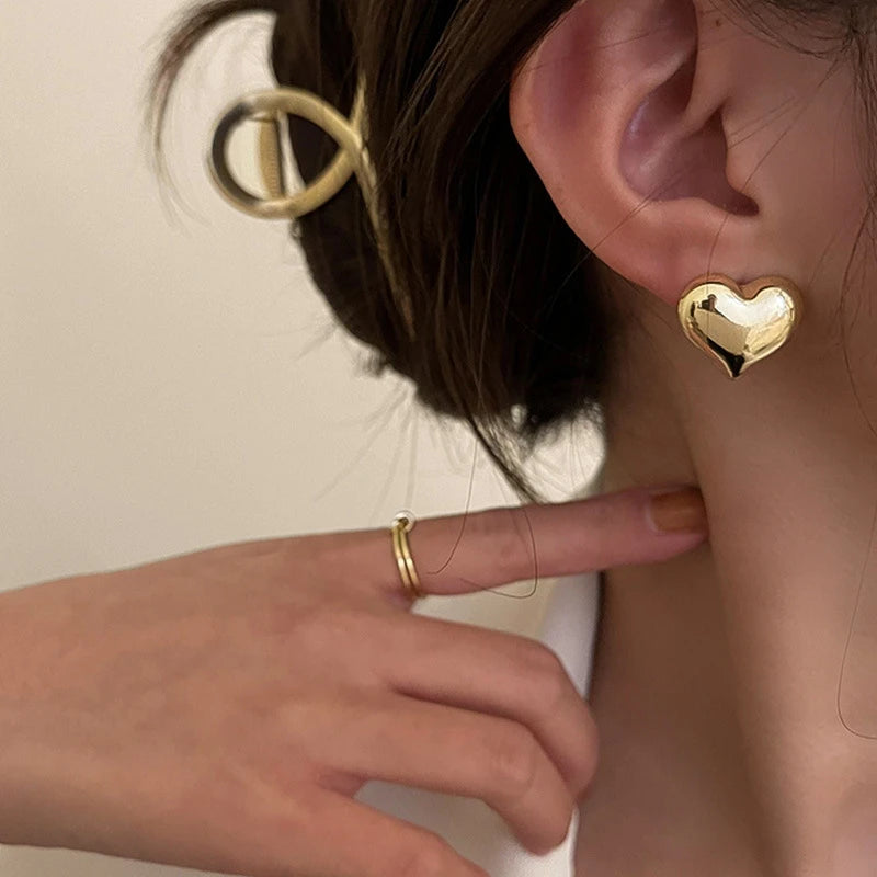 925 Sterling Silver Vintage Gold Round Earrings For Women Trendy Earring Jewelry Prevent Allergy Party Accessories Gift