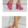 Aneikeh Sexy Knitted Woolen Chunky Platform Sandal Heels Women's Peep Toe High Heel Summer Nude Party Dress Mules Sandals Shoes