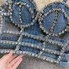 Streetwear Diamonds Denim Vest Female Bra Sleeveless Backless Sexy Summer Tank Tops For Women Camisole y2k Crop Top 2025
