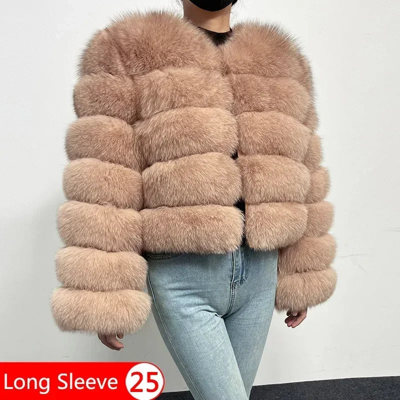 Maomaokong 2025 Natural Real Fox Fur Coat Women Winter Warm Luxury Fur Jacket Detachable Long Sleeves Female Vest Furry Coats