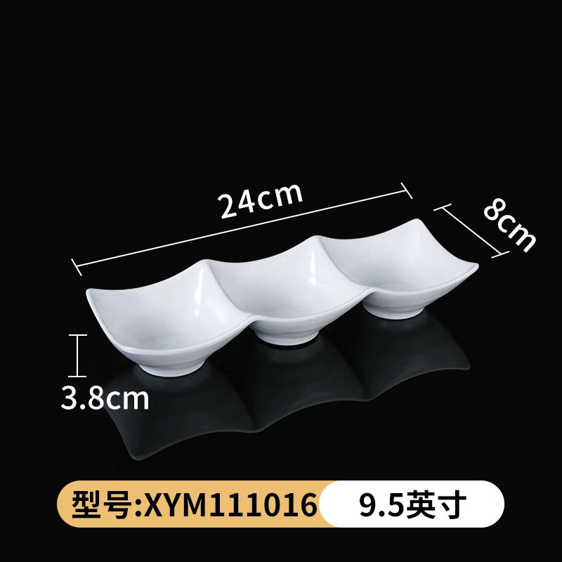 White Melamine Dipping Saucer Soy Vinegar Saucer Japanese Tableware Kitchen Seasoning Dish Scallion Garlic Plate for Restaurant