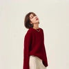 Turtleneck 100% cashmere sweater women loose thickening age reduction niche vintage red crewneck sweater women long sleeves