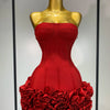 Women Sexy Strapless Flower Prom Gown Mini Dress Celebrity Red Carpet Fashion Evening Party Celebrate Birthday Club Dresses