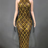 Sparkly Rhinestones Sleeveless Long Dress Elegant Dark Mesh Celebrate Evening Wedding Prom Gown Birthday Dress Photograph Wear