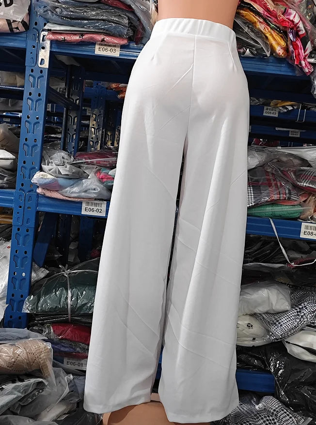 Summer Pants Women Button Decor High Waist Wide Leg Pants Elegant Loose Trousers Korean Fashion Streetwear